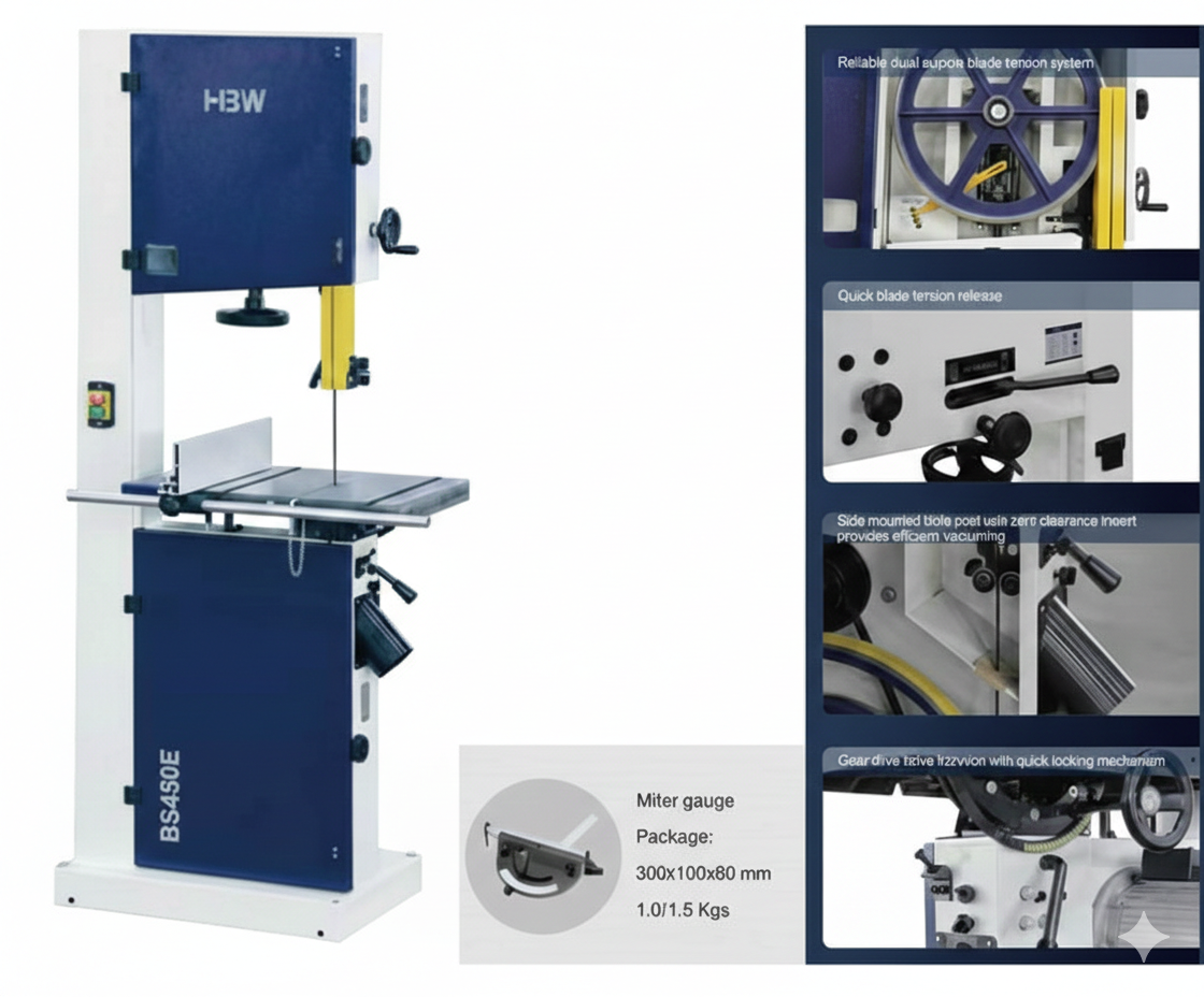 Bandsaw Machine BS450E with mitre gauge