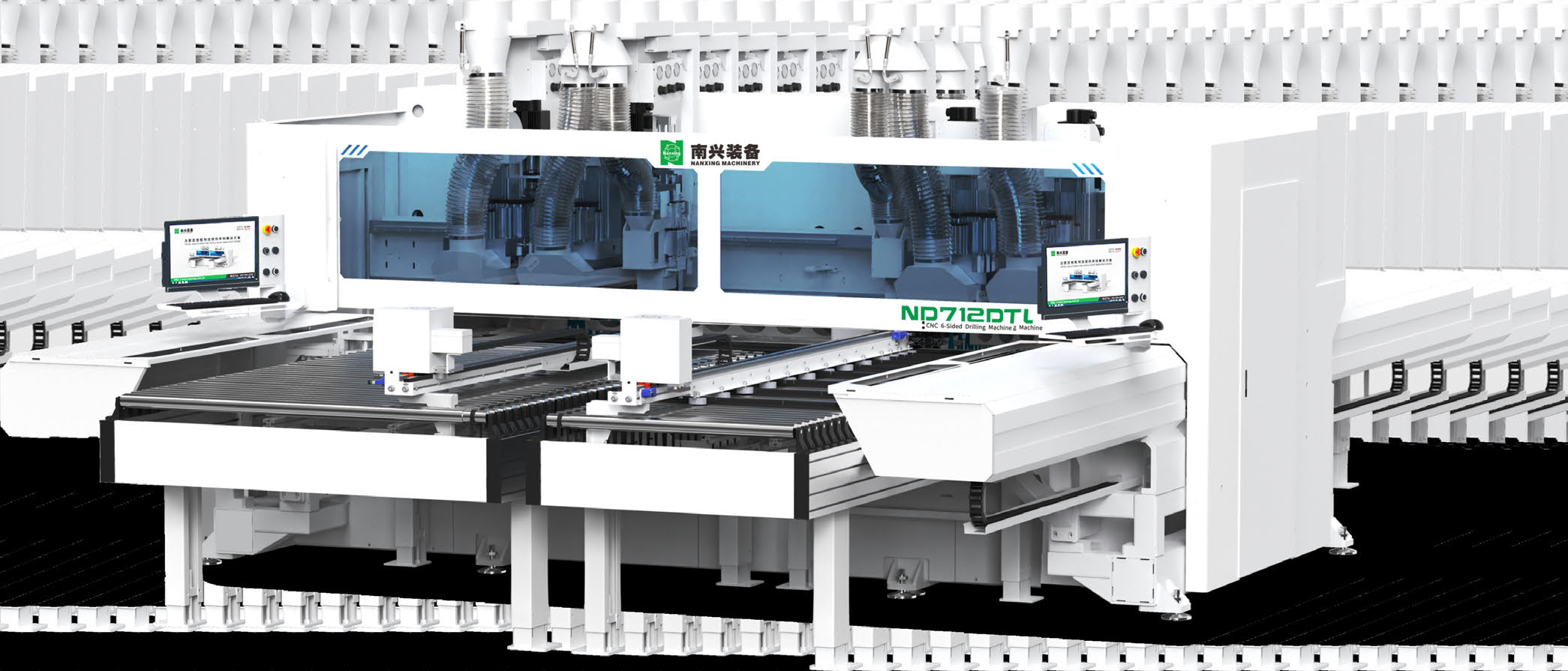 CNC 6-Sided Drilling Machine with Double Work Station ND712DL(1200+650) Gripper+AC for Cabinet