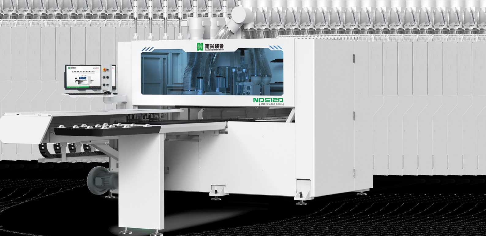 CNC 6-Sided drilling machine ND512TS 415V | AC | Lamello Saw Blade | Double-head aggregate | Air Jet for Gripper